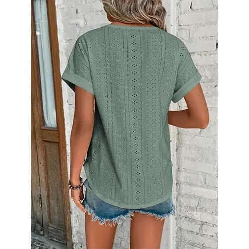Texturiertes T-Shirt Chic für Damen | Kurze Ärmel