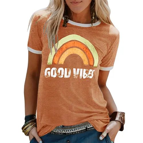 Grafisches Sommer-T-Shirt für Frauen | Kurze Ärmel