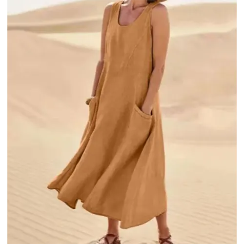 Sommerkleid A-Linie Ärmellos für Damen | Midi