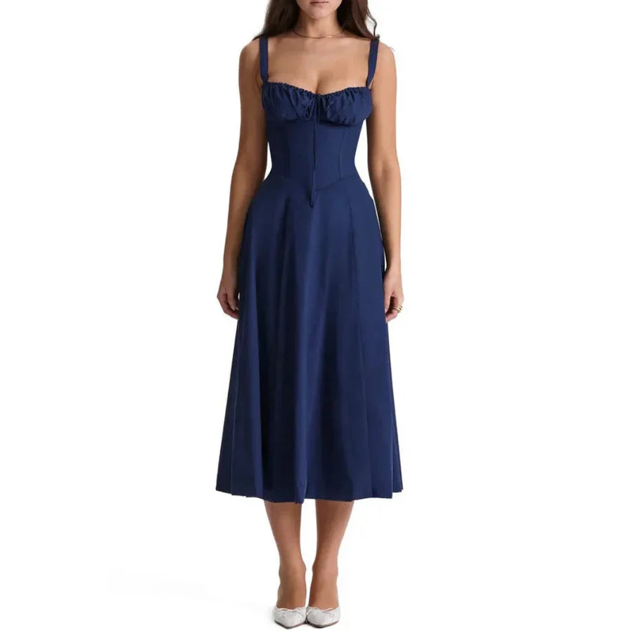 Robe Femme Col En V Sans Manches | Midi