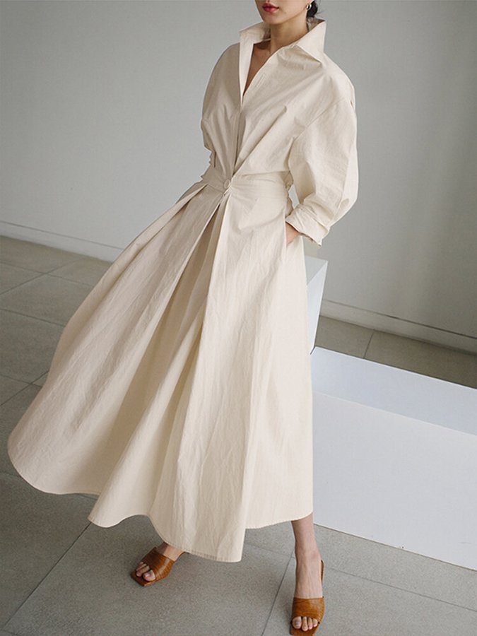 Riley - Robe longue à manches longues et boutons