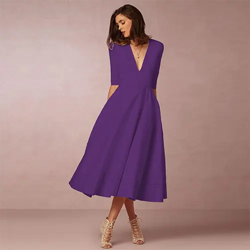 Elegantes und geripptes Abendkleid für Damen | Midi