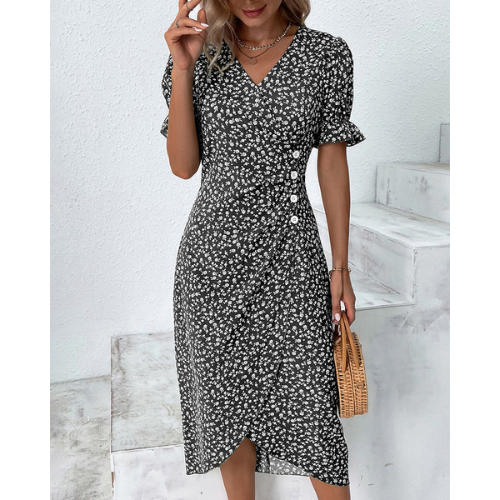 Sommerkleid mit Blumenmuster für Damen | Midi