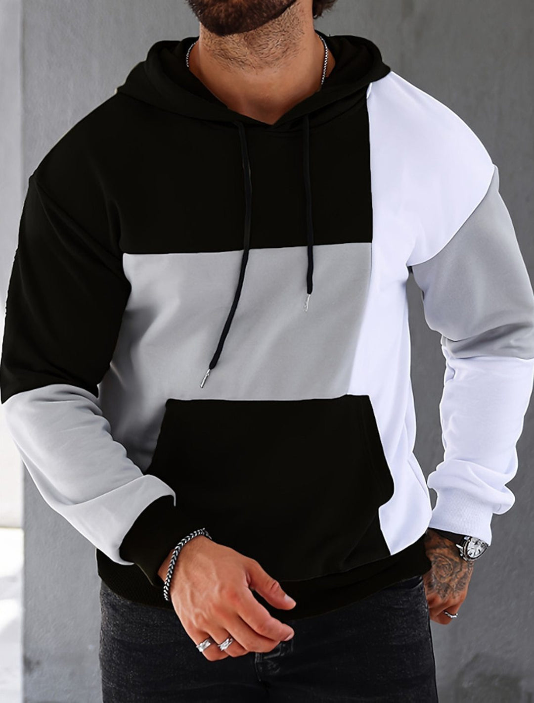 Victor – Bluza z kapturem w kolorowe bloki dla mężczyzn, nowoczesny i modny styl