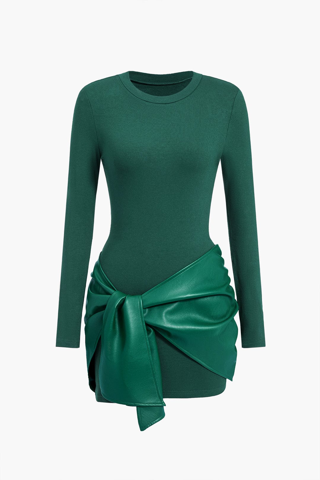 Mini robe à col rond en similicuir
