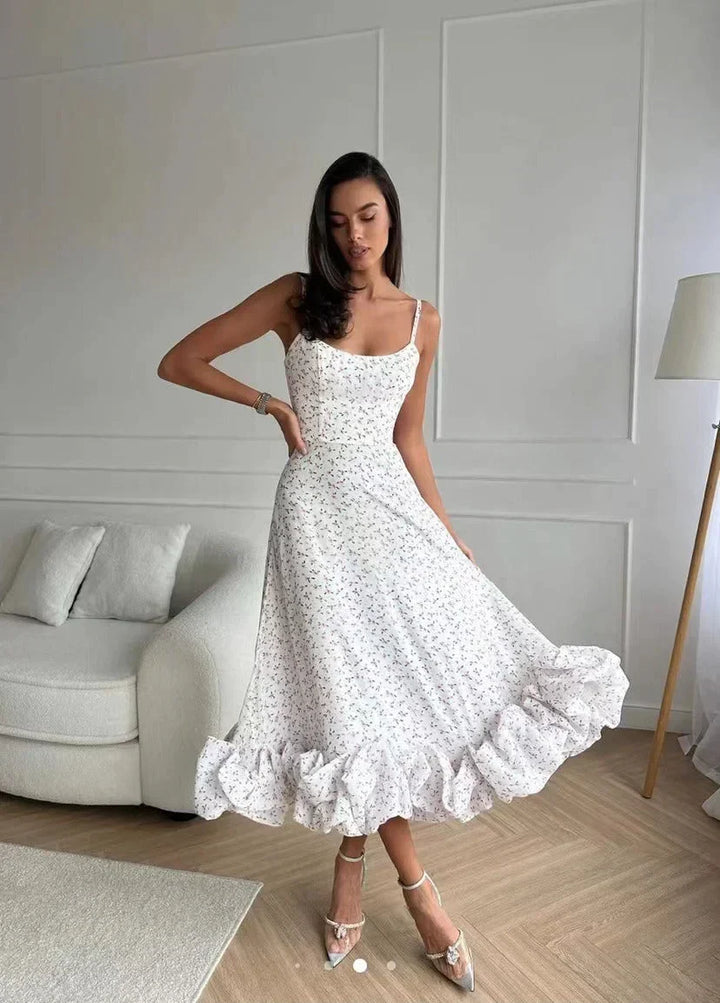 Midikleid mit Volant und Bustier