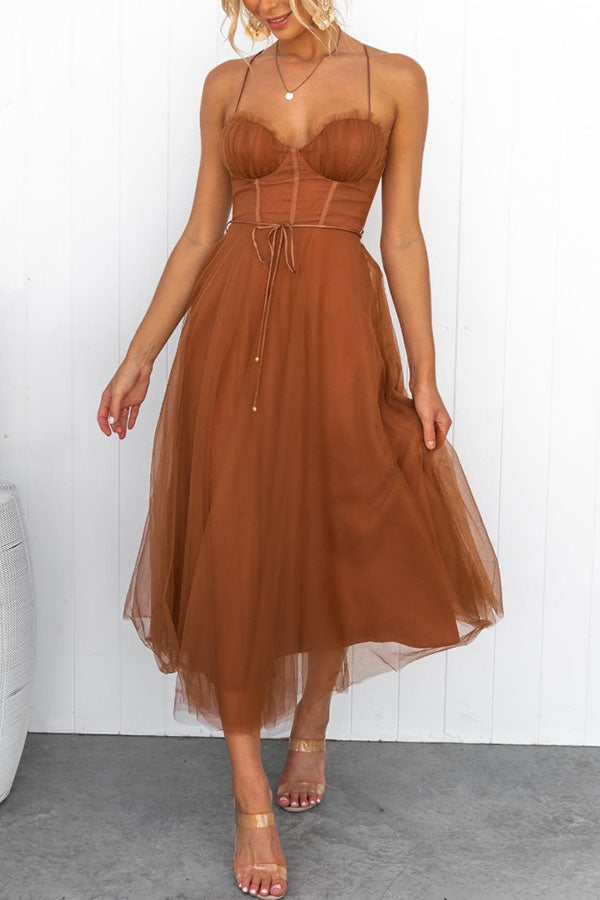 Robe de soirée bustier en mousseline - Anais