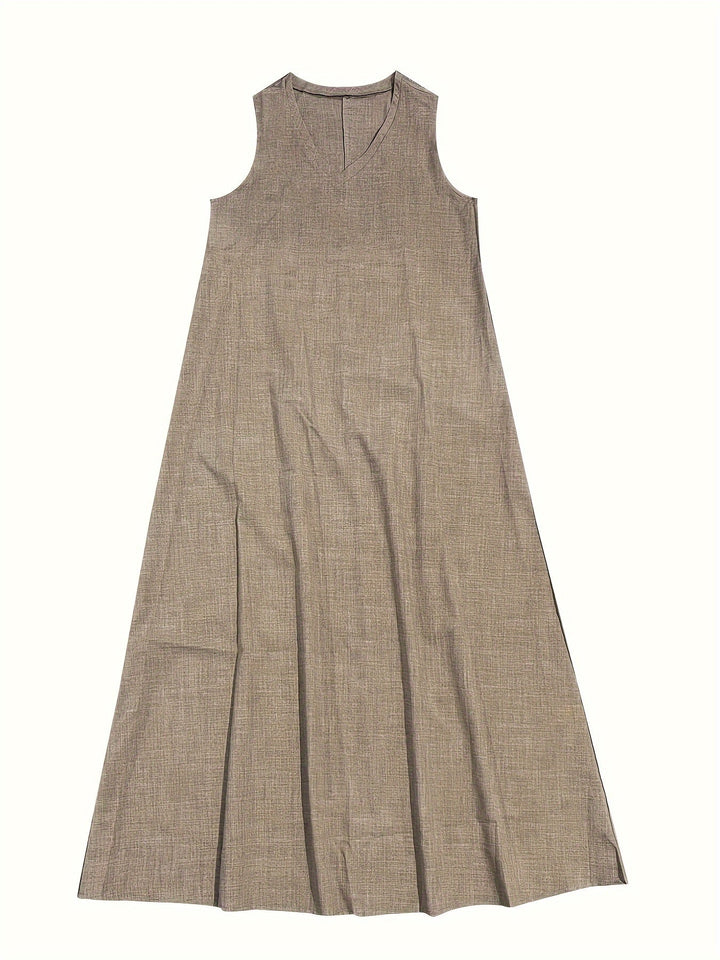 Robe maxi unie avec col en V - Style décontracté