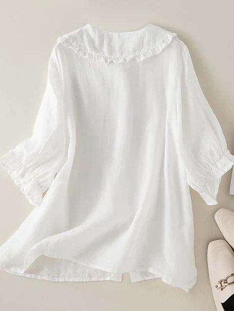 Chemise D'été Chic À Volants Amples Pour Femmes | Manches Mi-hautes