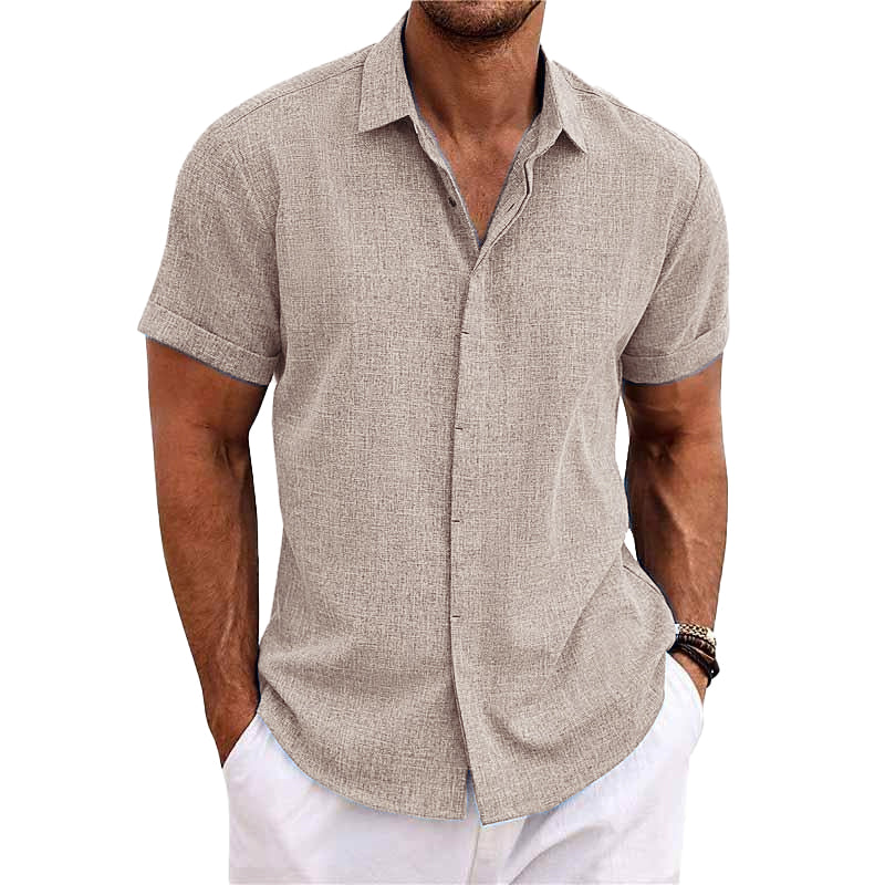 Melchior | Linen and cotton notch collar shirt for men