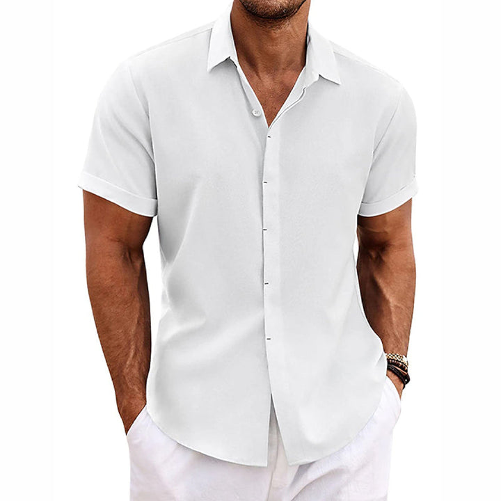 Melchior | Linen and cotton notch collar shirt for men