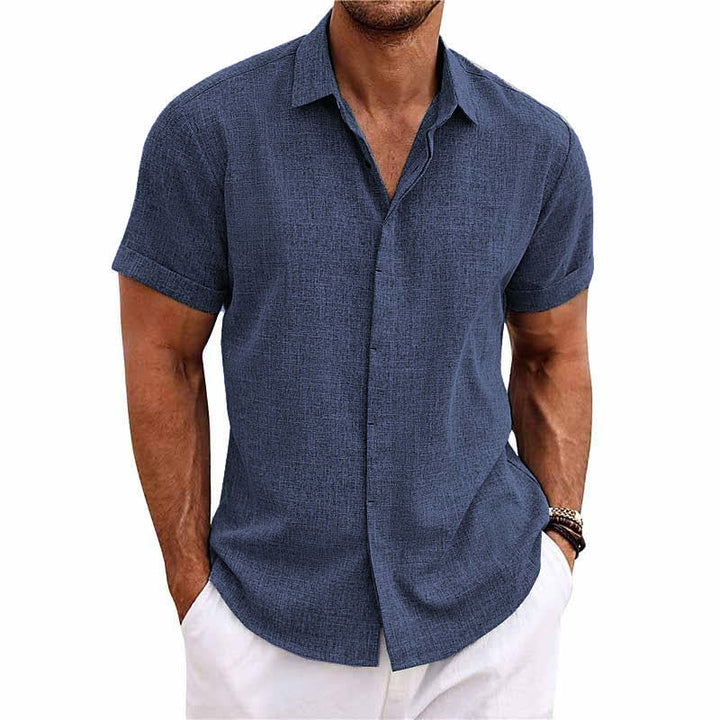 Melchior | Linen and cotton notch collar shirt for men
