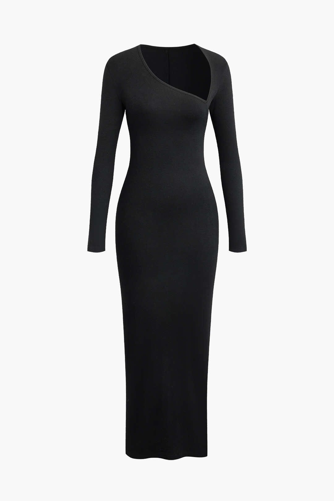 Robe Longue Asymétrique Élégante – Coupe Ajustée et Confort Stretch