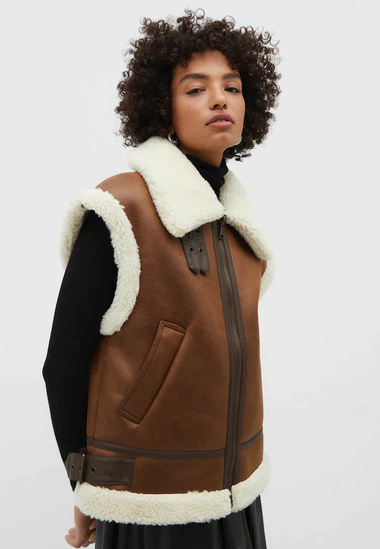 Jade - Leather Luxe Bodywarmer chaud en cuir