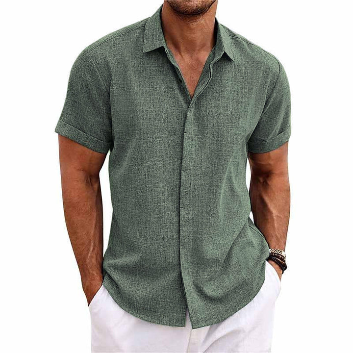 Melchior | Linen and cotton notch collar shirt for men