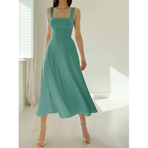 Elegantes ärmelloses Hochzeitsgastkleid für Damen | Midi