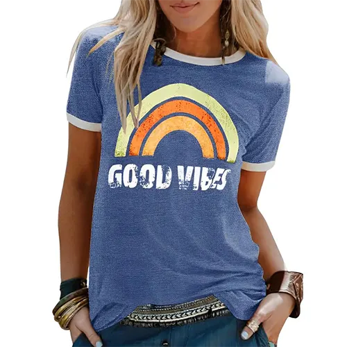 Grafisches Sommer-T-Shirt für Frauen | Kurze Ärmel