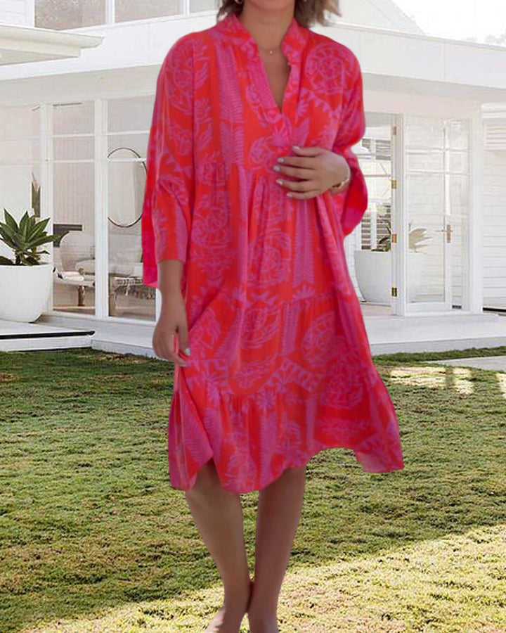 Lauren - Robe à manches 3/4 et imprimé géométrique Boho