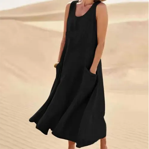 Sommerkleid A-Linie Ärmellos für Damen | Midi