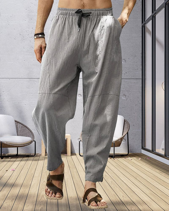 Elmo | Breathable and casual fabric pants with elastic waistband for men