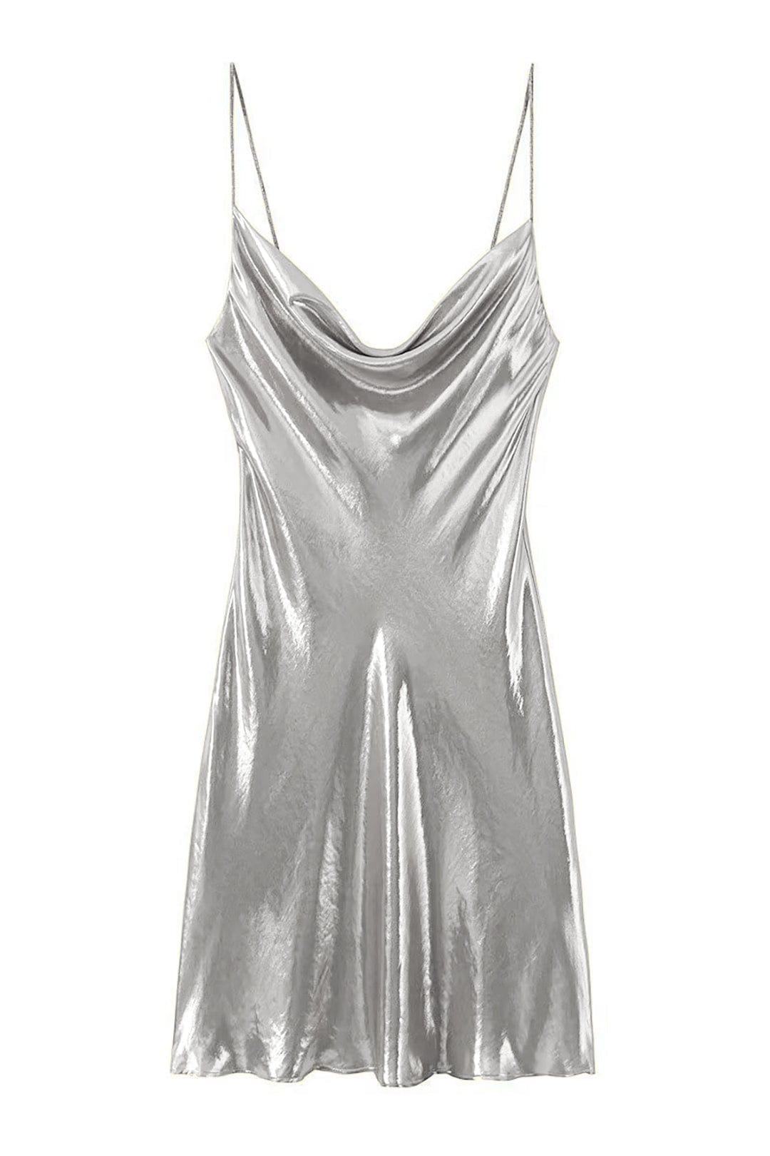 Eloise - Robe courte à col bénitier en tissu métallisé