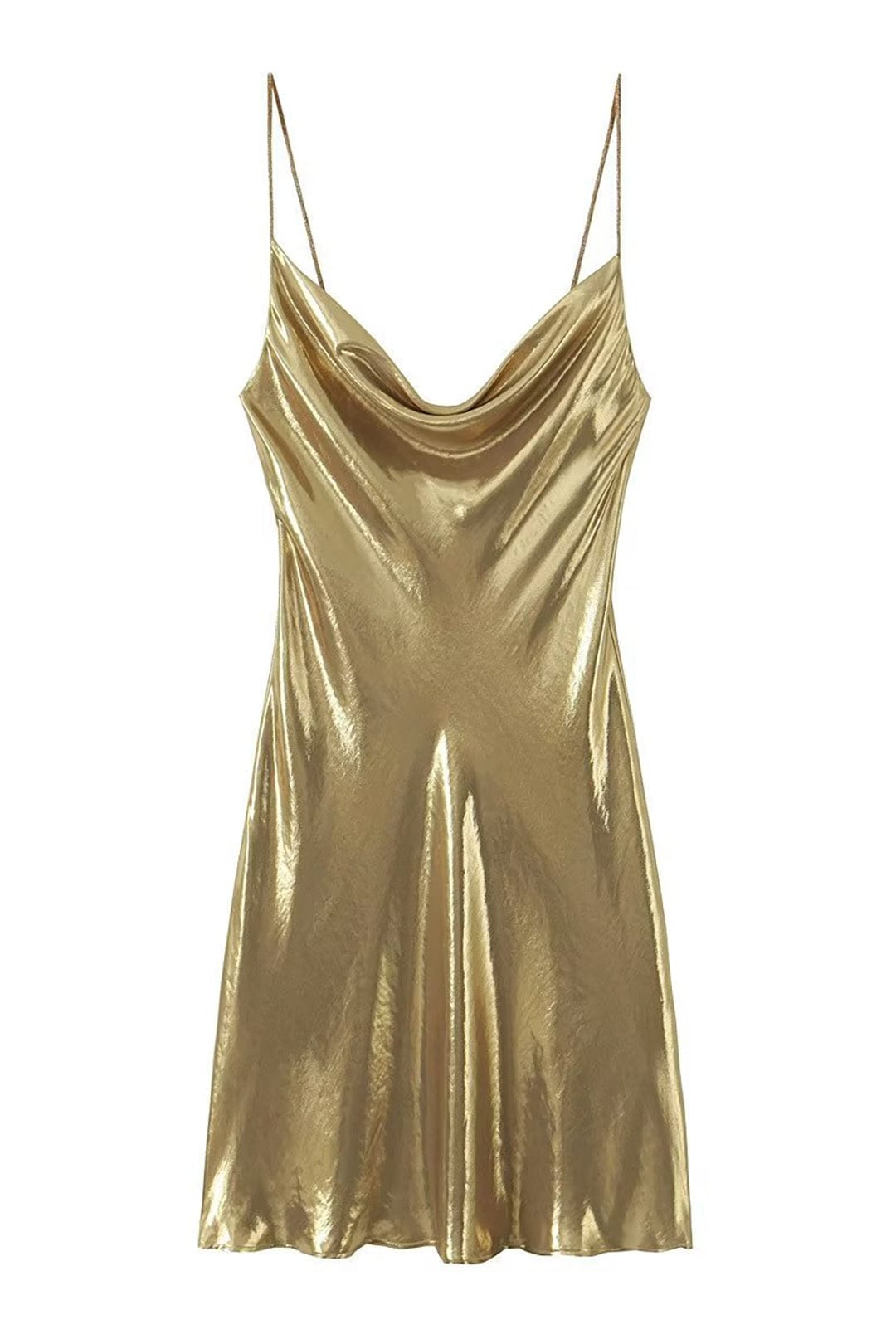 Eloise - Robe courte à col bénitier en tissu métallisé