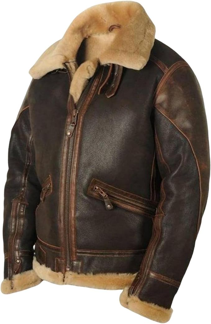 Veste en cuir avec fourrure - Olivier