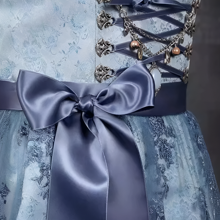 Traditionelles klassisches blaues Dirndl für Damen | Midi