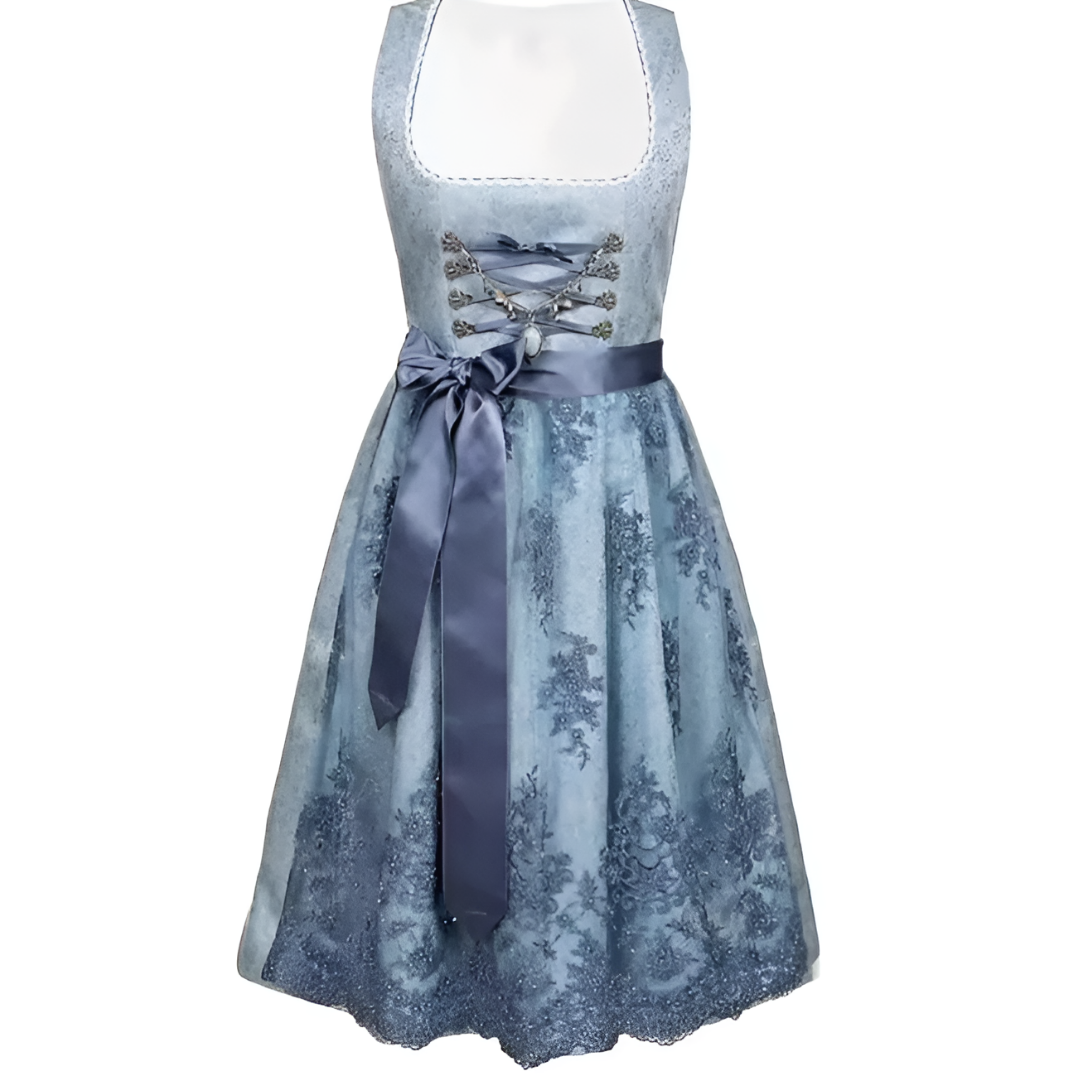 Traditionelles klassisches blaues Dirndl für Damen | Midi