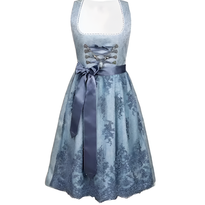 Traditionelles klassisches blaues Dirndl für Damen | Midi