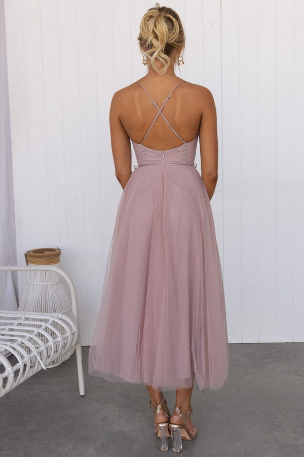 Robe de soirée bustier en mousseline - Anais
