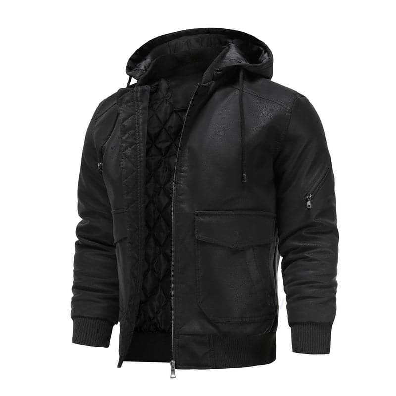 Liam - Veste en cuir classique à capuche
