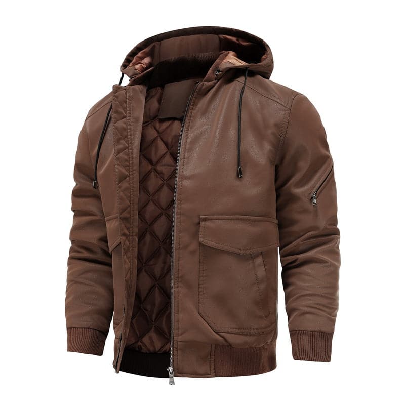 Liam - Veste en cuir classique à capuche