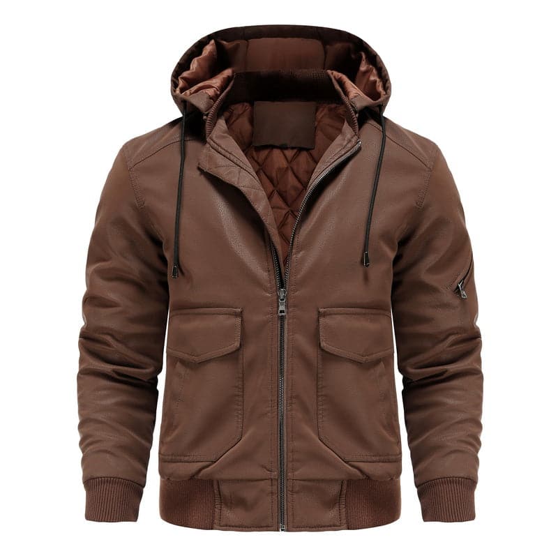 Liam - Veste en cuir classique à capuche