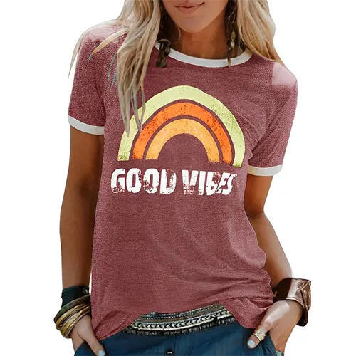 Grafisches Sommer-T-Shirt für Frauen | Kurze Ärmel