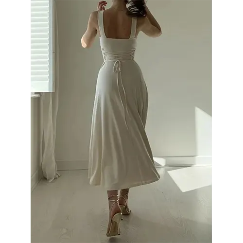 Elegantes ärmelloses Hochzeitsgastkleid für Damen | Midi