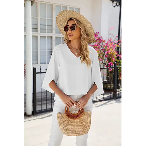 Chemisier De Vacances Chic Pour Femmes | Col V