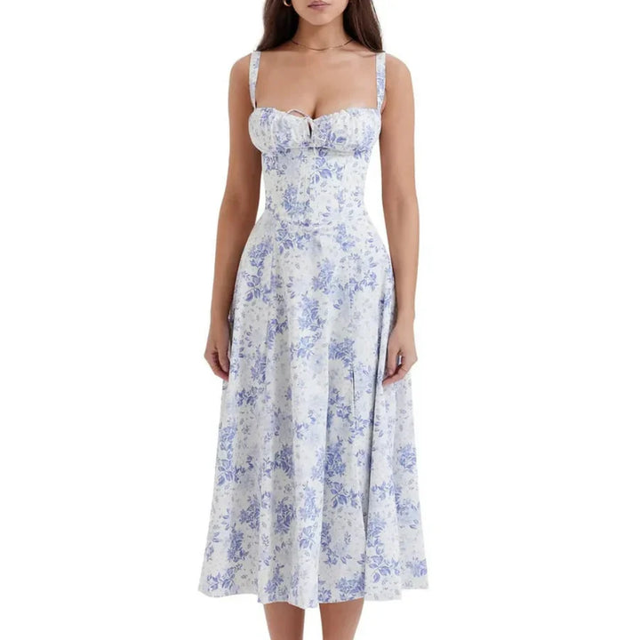 Robe Femme Col En V Sans Manches | Midi