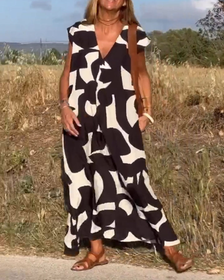 Clémence - Robe avec imprimé et col V