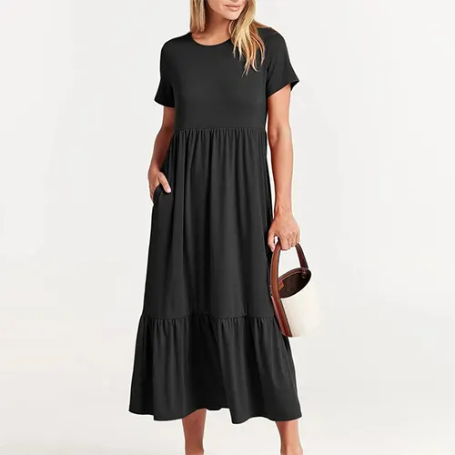 Sommerkleid A-Linie mit kurzen Ärmeln | Midi