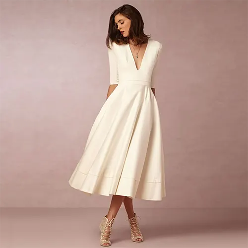 Elegantes und geripptes Abendkleid für Damen | Midi