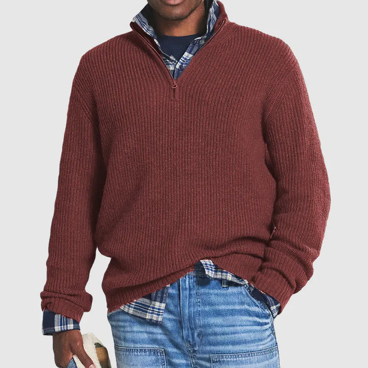 Emilio - Pull zippé raffiné en cachemire mélangé
