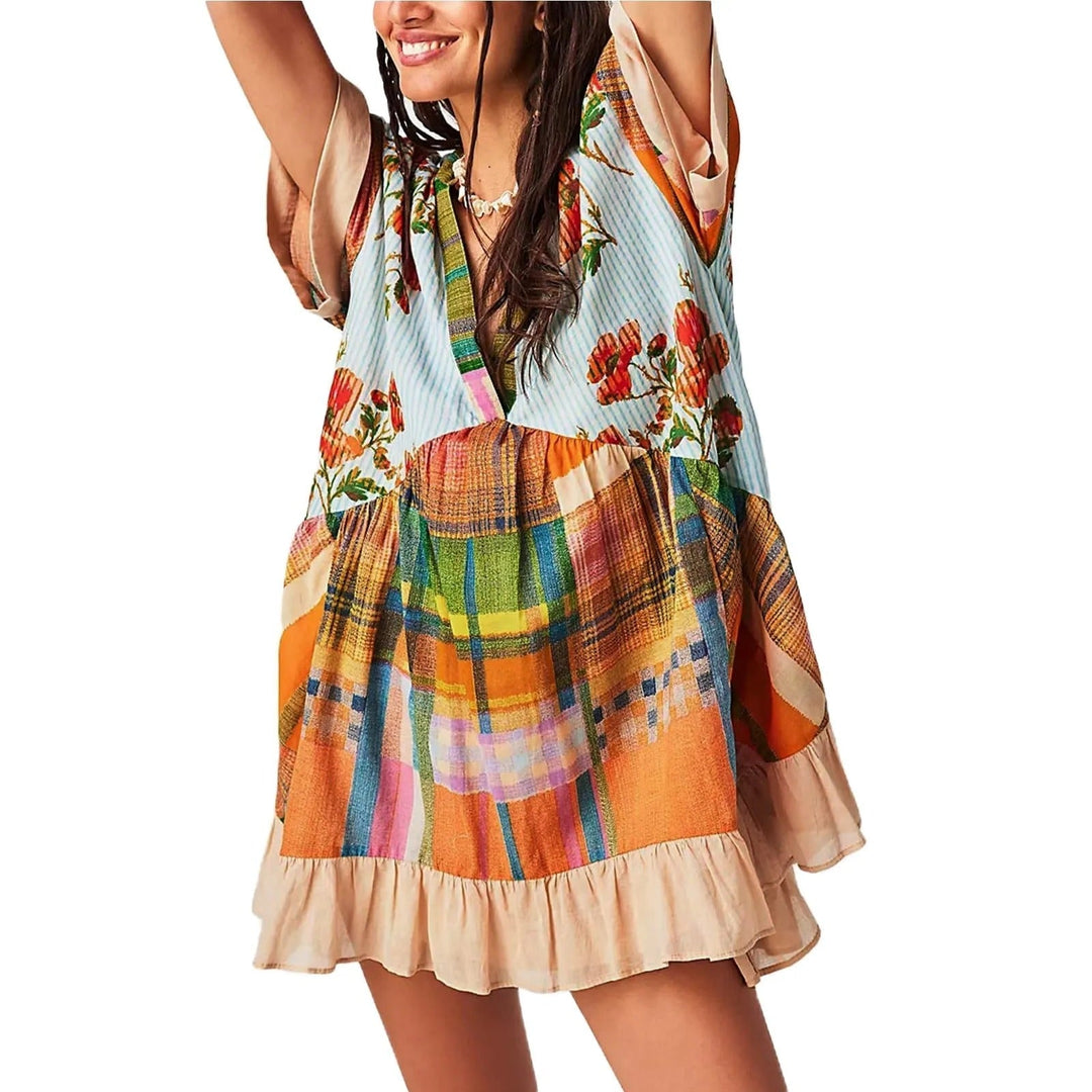 Boho-Kleid mit V-Ausschnitt