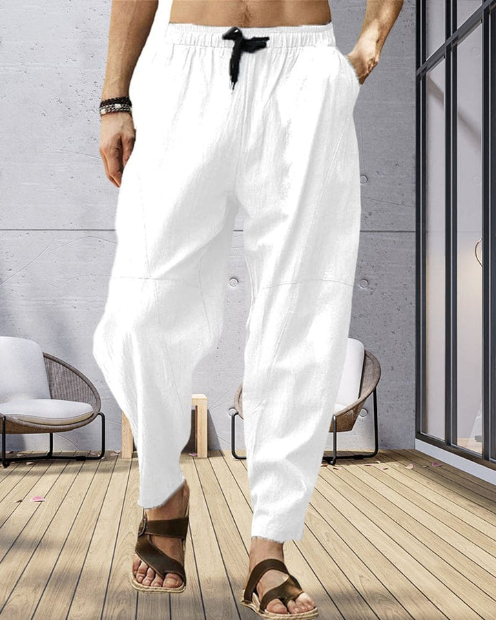 Elmo | Breathable and casual fabric pants with elastic waistband for men