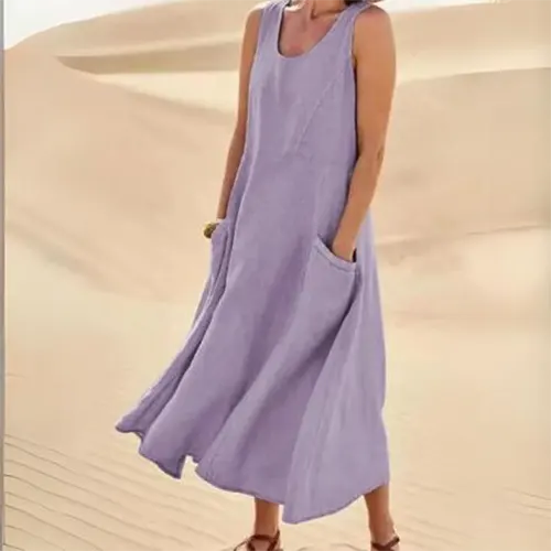 Sommerkleid A-Linie Ärmellos für Damen | Midi