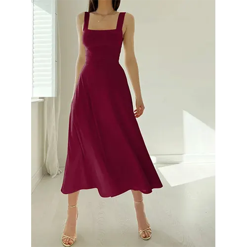 Elegantes ärmelloses Hochzeitsgastkleid für Damen | Midi