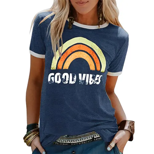 Grafisches Sommer-T-Shirt für Frauen | Kurze Ärmel