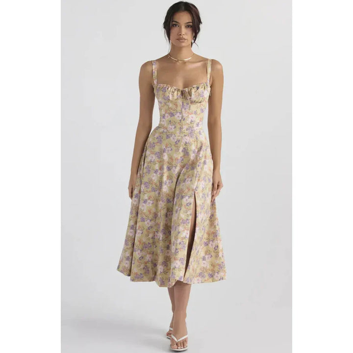Robe Femme Col En V Sans Manches | Midi
