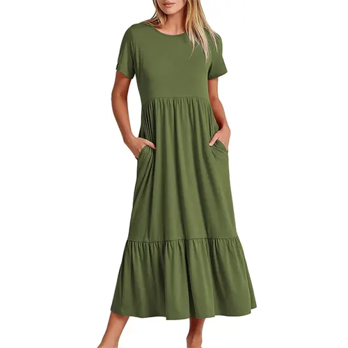 Sommerkleid A-Linie mit kurzen Ärmeln | Midi
