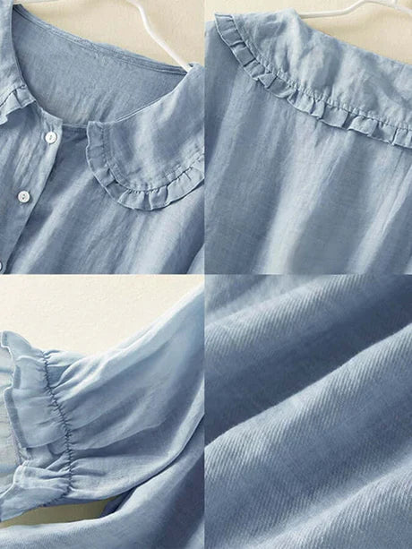 Chemise D'été Chic À Volants Amples Pour Femmes | Manches Mi-hautes